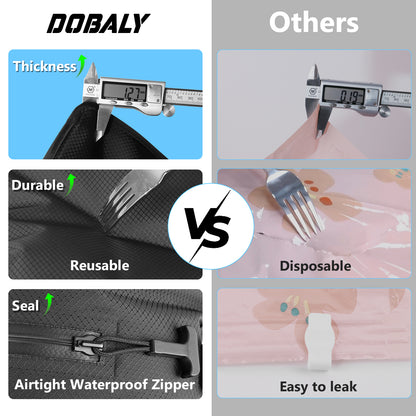 2PC Professional Vacuum Bags for Travel, Dobaly IP67 Reusable Vacuum Compression Bags for Suitcases and Backpack Space Saver Vacuum Bags Lightweight&Durable(2 Medium No Pump)